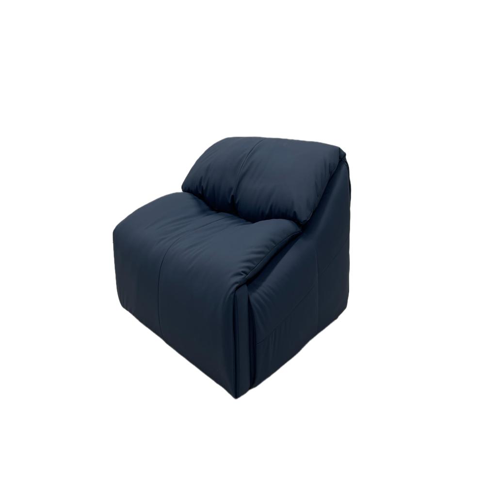 Venice Electric Recliner Sofa, Italian Minimalist Navy Leather Single Chair