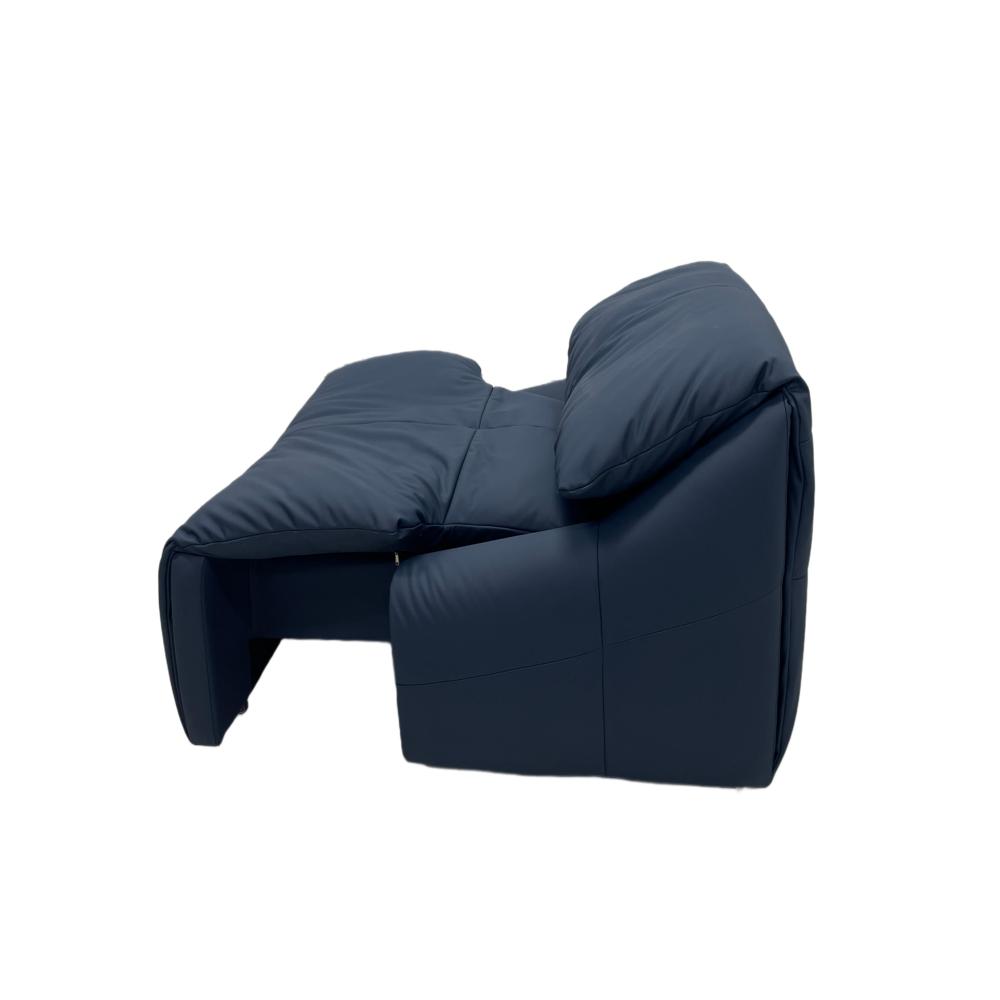 Venice Electric Recliner Sofa, Italian Minimalist Navy Leather Single Chair
