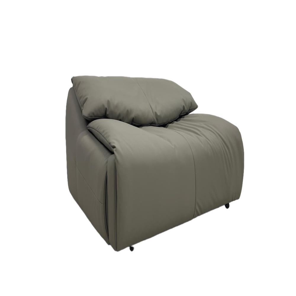 Venice Electric Recliner Sofa, Italian Minimalist Navy Leather Single Chair