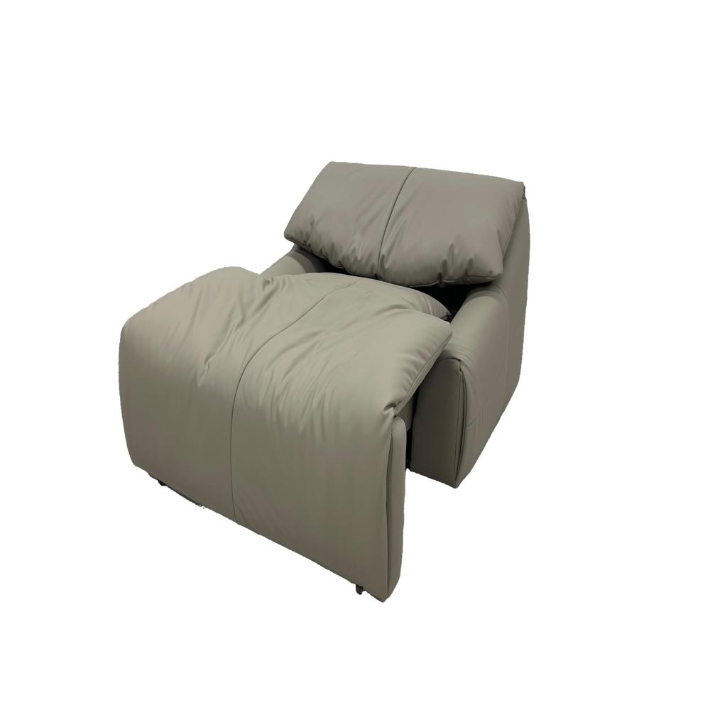 Venice Electric Recliner Sofa, Italian Minimalist Navy Leather Single Chair