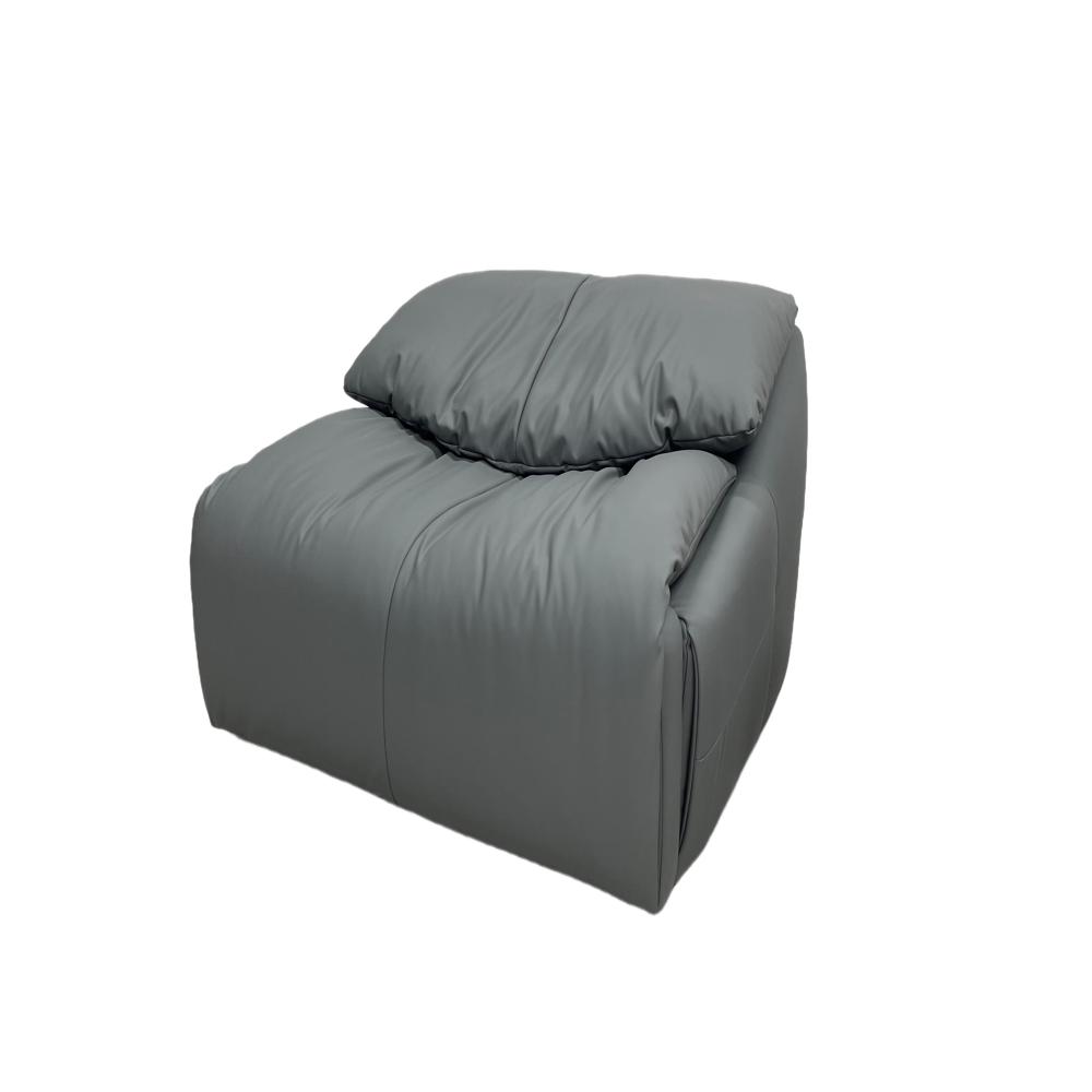 Venice Electric Recliner Sofa, Italian Minimalist Navy Leather Single Chair
