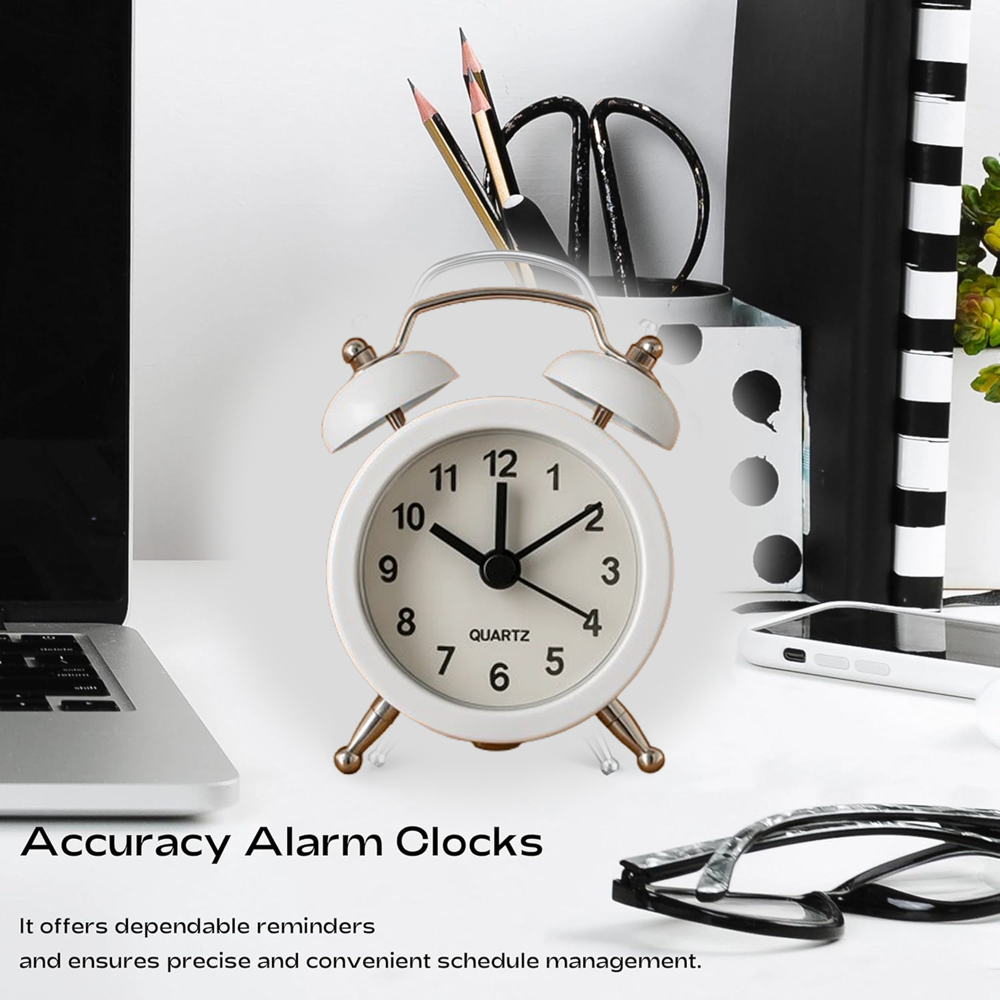 Small Twin-Bell Analog Alarm Clock - (1 Pc) - Color: Mix