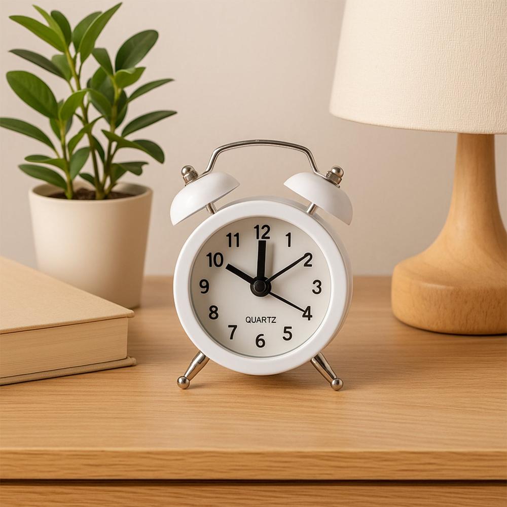 Small Twin-Bell Analog Alarm Clock - (1 Pc)
