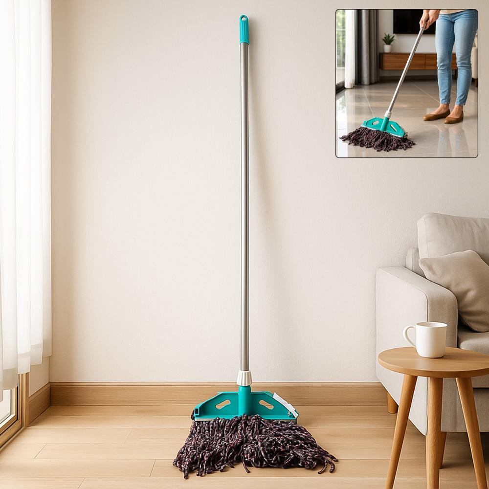 Premium Cotton Yarn Floor Cleaning Mop With Long Handle (1 Pc) - Color: Mix