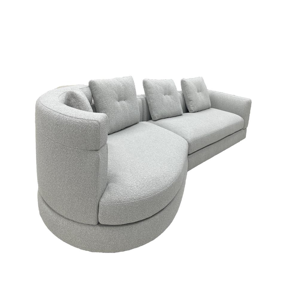 Alexander Sofa, Italian Minimalist Light Grey Boucle Curved Sectional