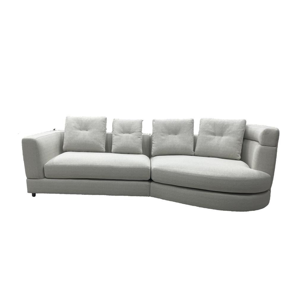 Alexander Sofa, Italian Minimalist Light Grey Boucle Curved Sectional