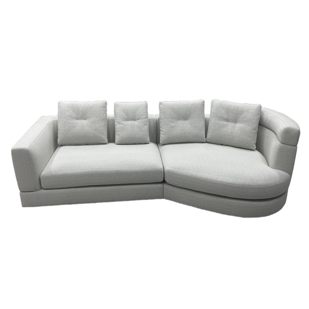 Alexander Sofa, Italian Minimalist Light Grey Boucle Curved Sectional