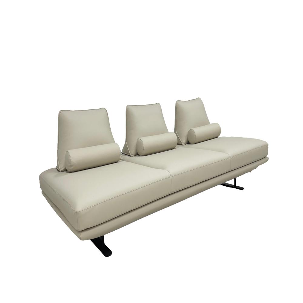 Modern Izu Sofa, Floating Metal Leg Leather Living Room Couch