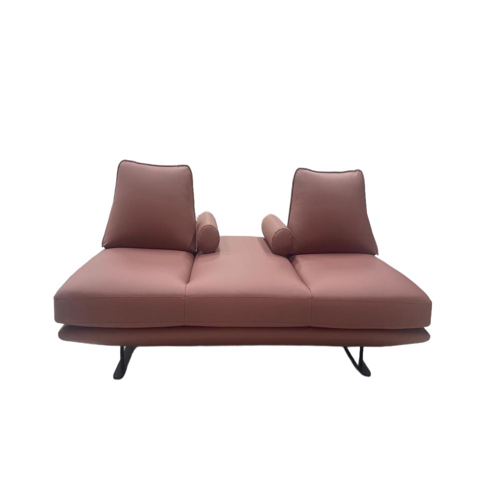 Modern Izu Sofa, Floating Metal Leg Leather Living Room Couch