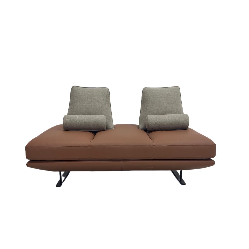 Modern Izu Sofa, Floating Metal Leg Leather Living Room Couch