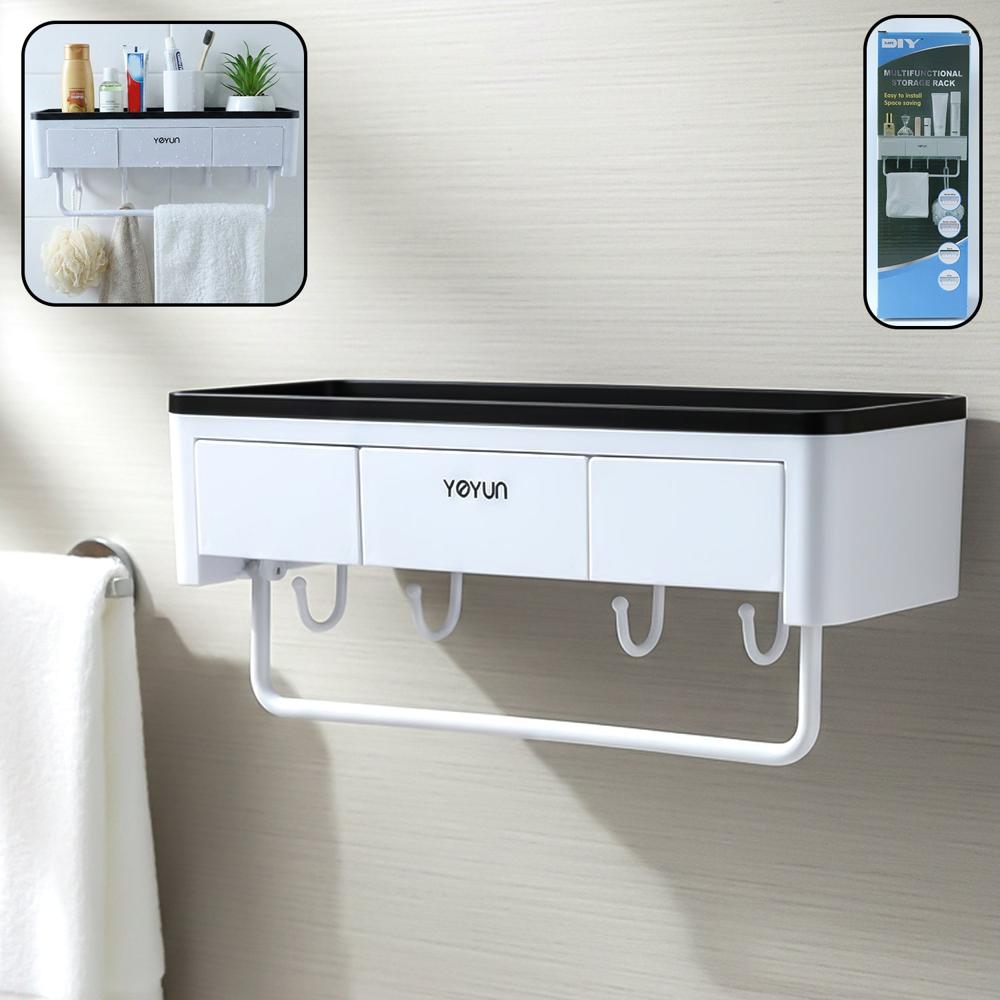 Wall Mounted Multifunctional Bathroom Storage Rack (1 Pc) - Color: Mix