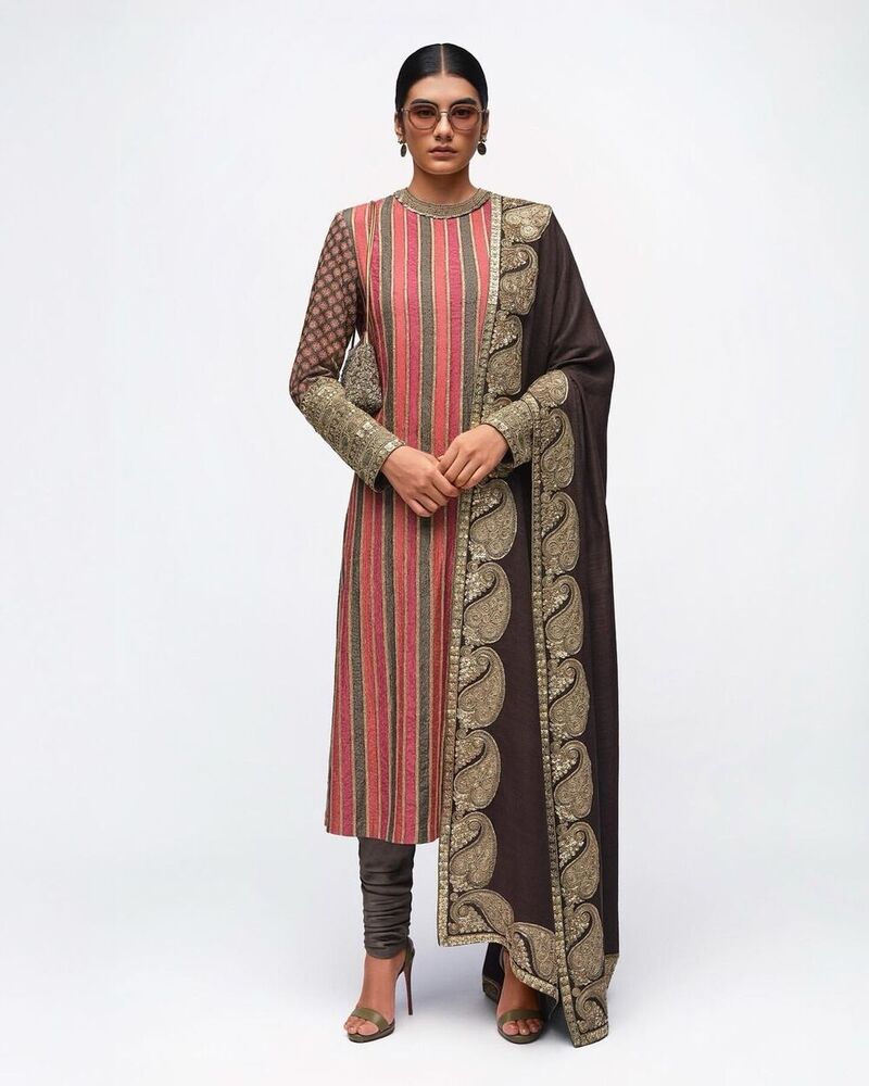 Natural crepe Position Print Fabric