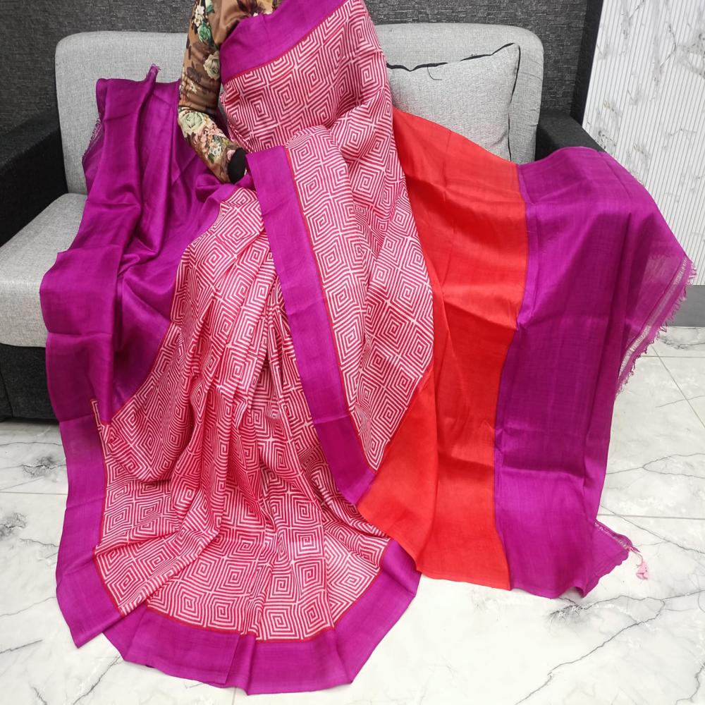 PURE SILK HAND PRINTED SAREES