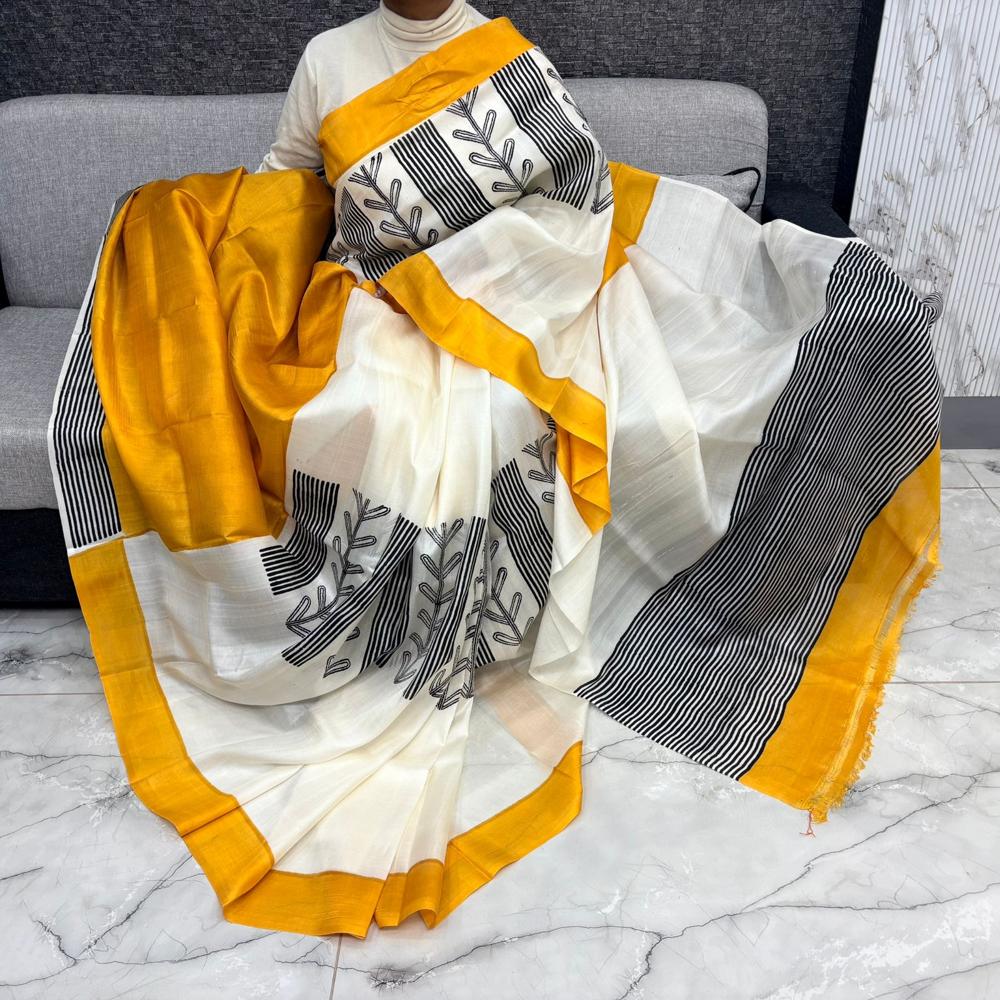 PURE SILK HAND PRINTED SAREES