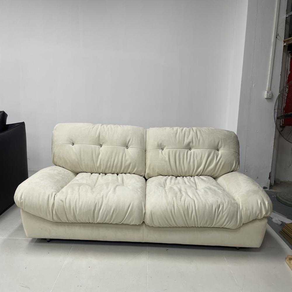 Cloud Sofa, Cream Style Tech Fabric Straight Sofa, Modern Minimalist Lazy Couch for Living Room