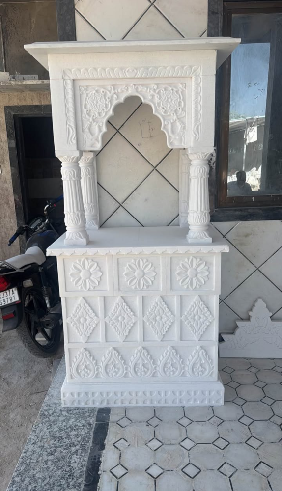 Versatile Marble Home Temple - Color: White With Multicolor Hand-Painted Accents