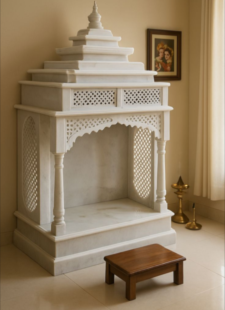 White Marble Home Temple - Height: 4 Foot (Ft)