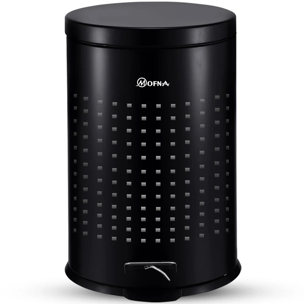 Mofna Stainless Steel Black Pedal Perforated Dustbin 7 Liter