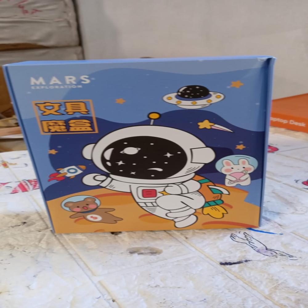 Cartoon Stationery Box Cartoon Design School Box Book , diary , Pen , Eraser, Sharpner , Sticker & Pen Refill Student Gift School box (1 box)