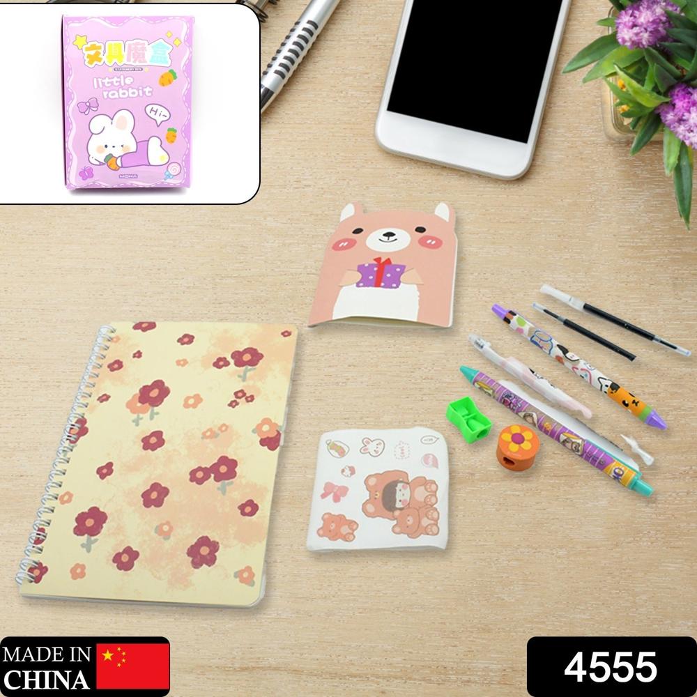 Cartoon Stationery Box Cartoon Design School Box Book diary Pen Eraser Sharpner Sticker & Pen Refill Student Gift School box (1 box)