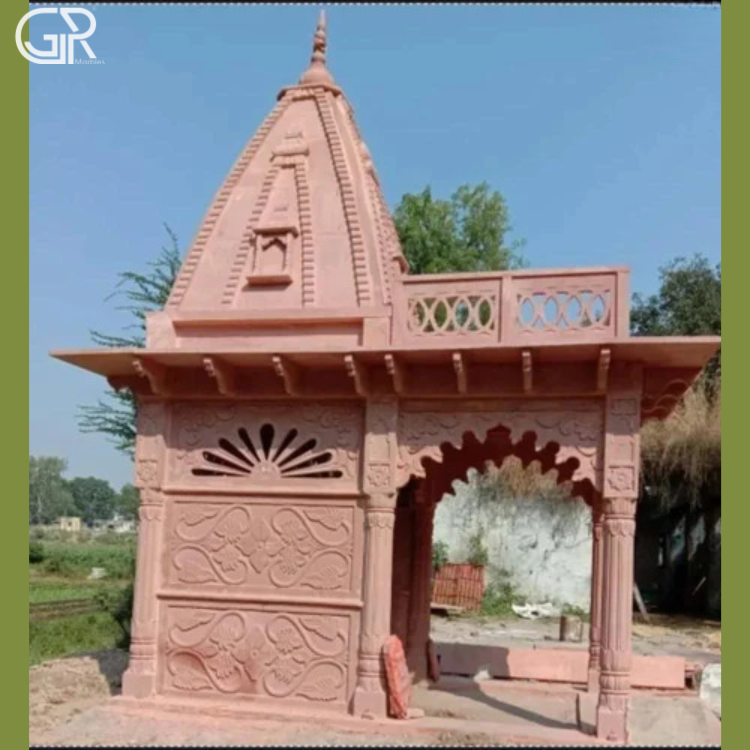 Handcrafted Pink Sandstone Temple