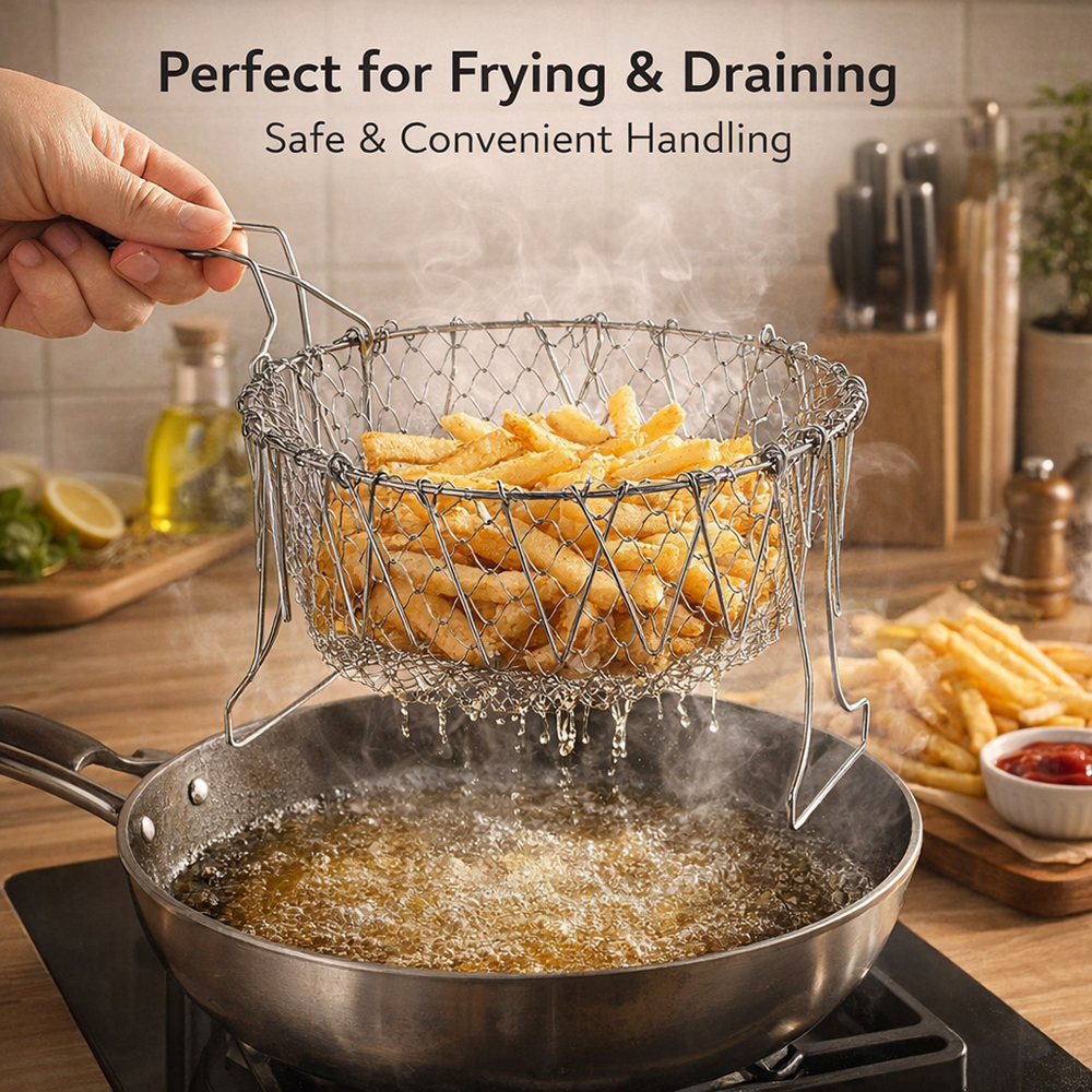 Foldable Strainer Chef Basket - Color: Mix