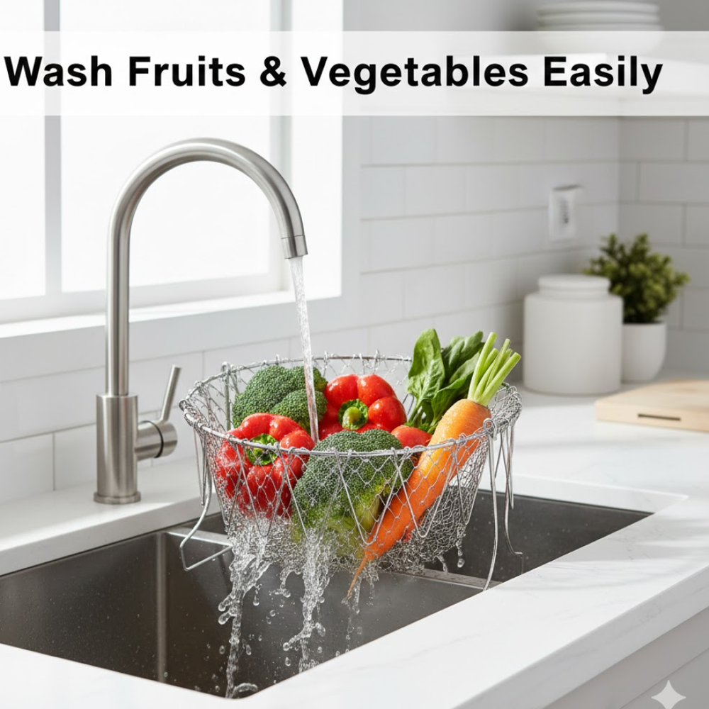 Foldable Strainer Chef Basket - Color: Mix