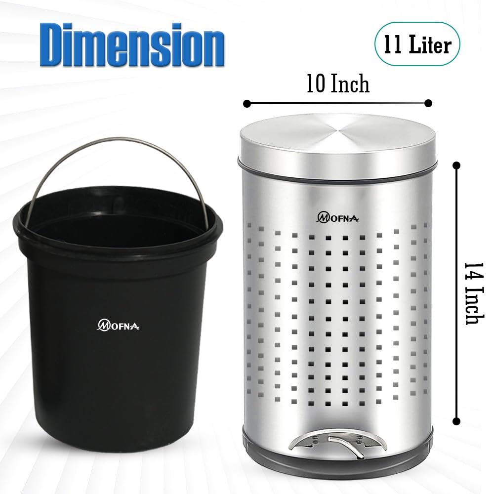 Mofna Stainless Steel Silver Pedal Perforated Dustin 7 Liter