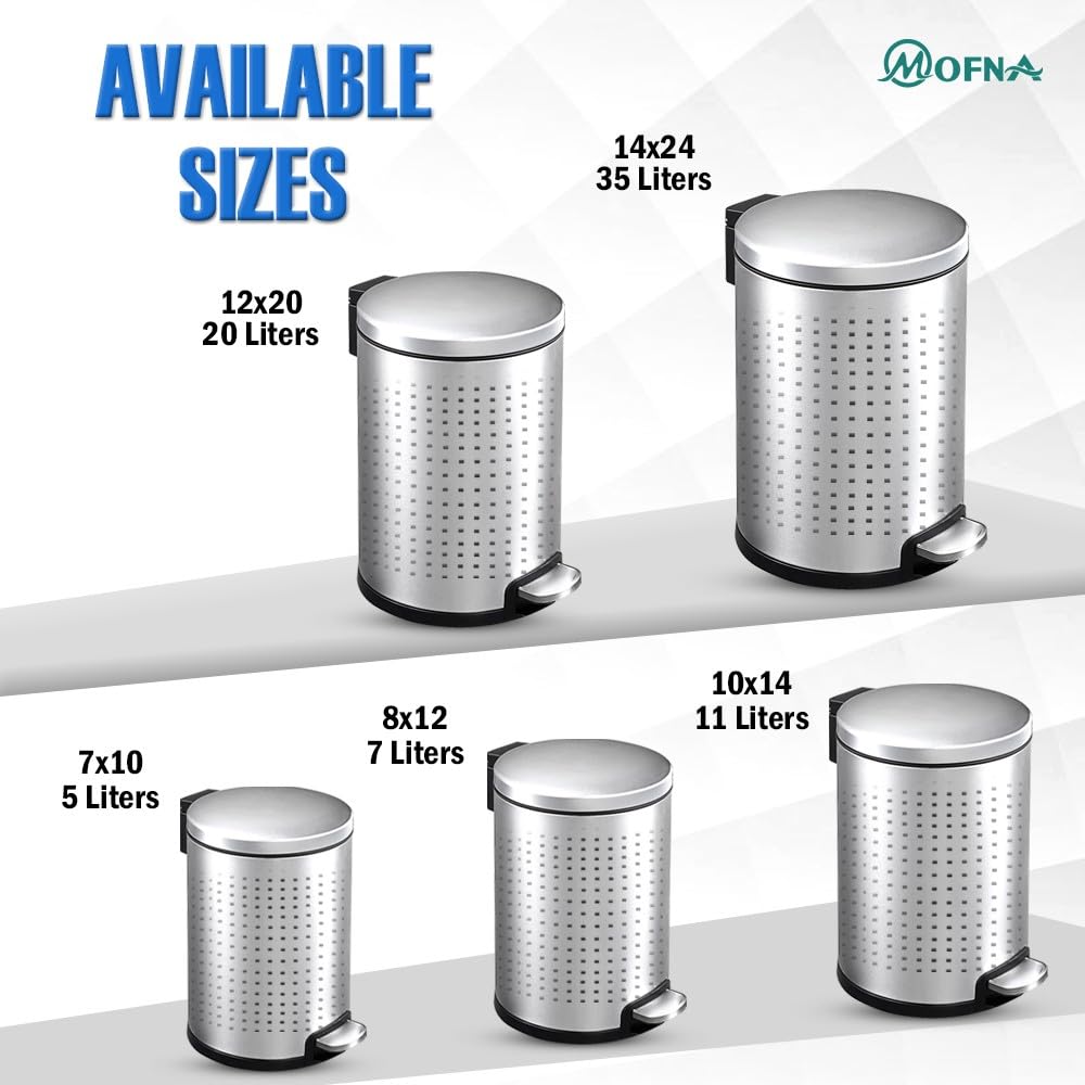 Mofna Stainless Steel Silver Pedal Perforated Dustin 7 Liter