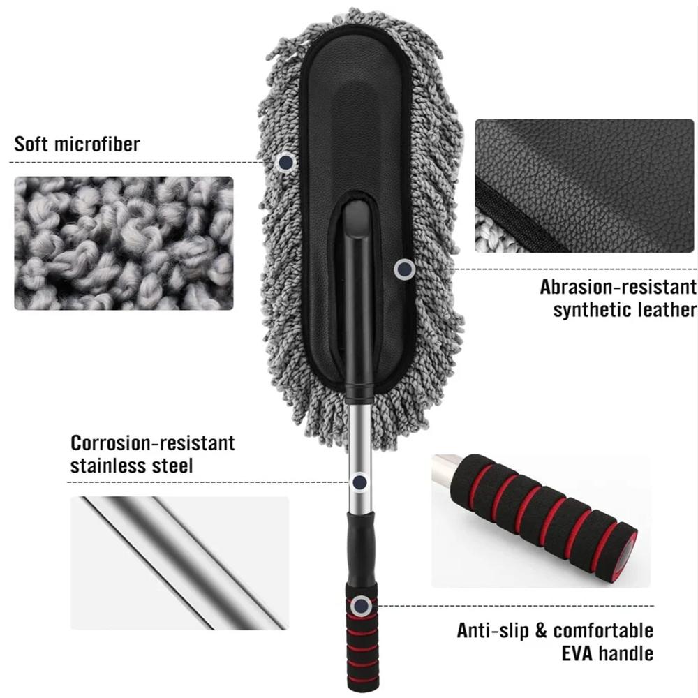 Car Duster, Long Retractable / Soft / Non-Slip / Handle - Color: Mix