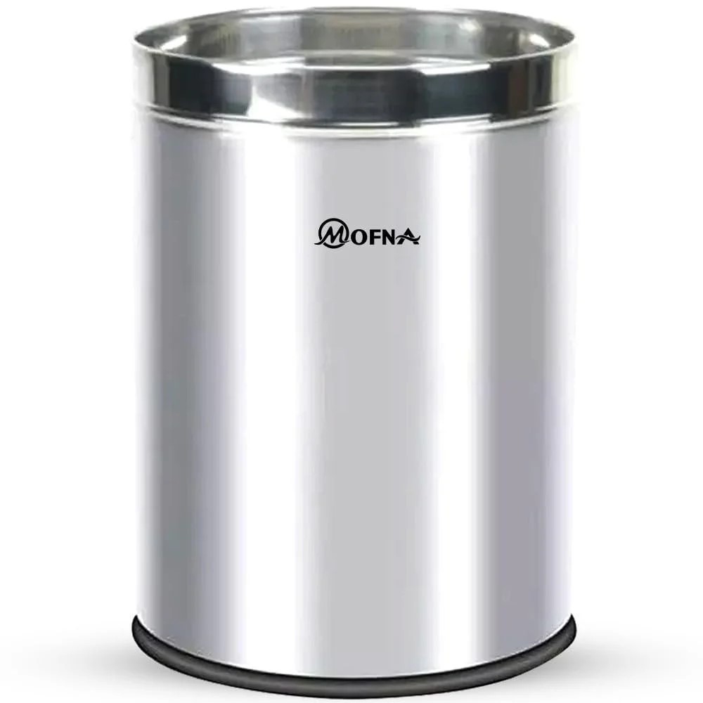 Mofna Stainless Steel Silver Solid Open Dustbin 5 Liter