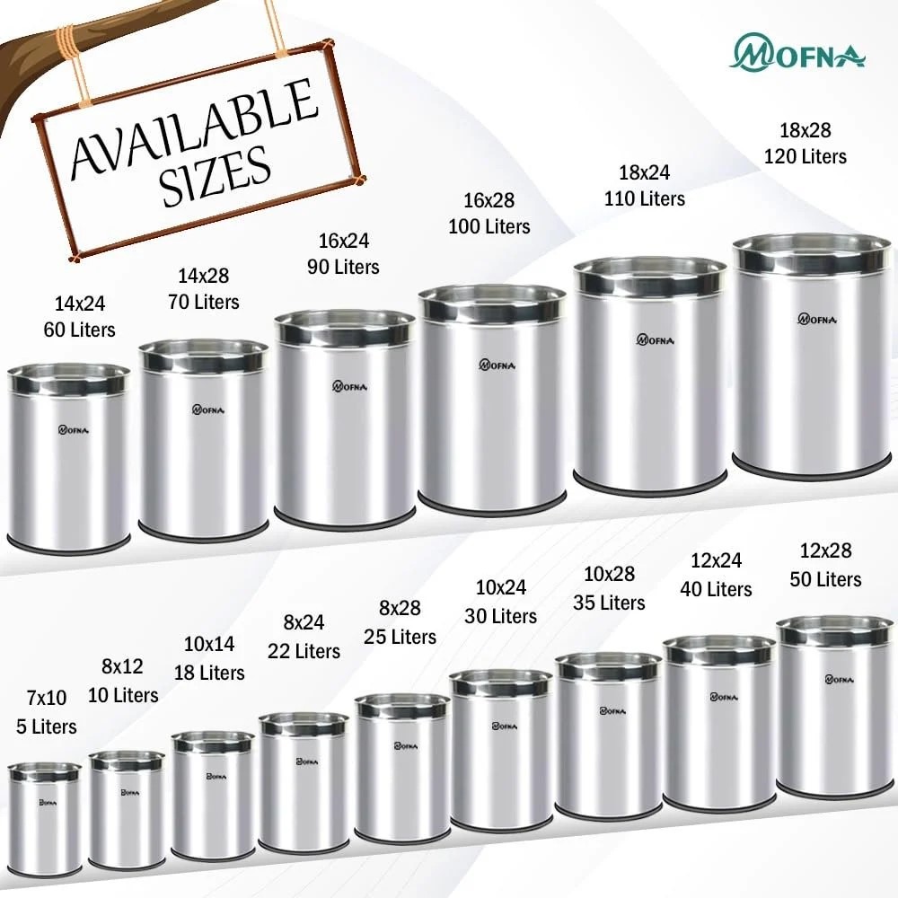 Mofna Stainless Steel Silver Solid Open Dustbin 5 Liter