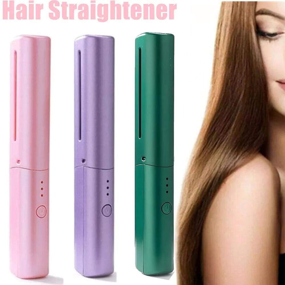 Rechargeable Mini Hair Straightener, Three Temperature Adjustments Flat Iron Comb (1 Pc)