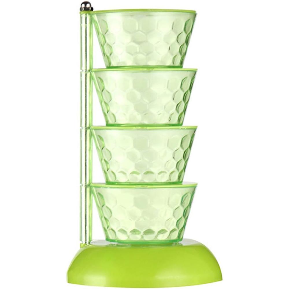 4 Section 360 Rotating Box Plastic Pickle Tower Spice Rack with 4 Spoons 1 Set