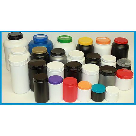 प्लास्टिक चौड़े मुंह वाली HDPE नीली बोतलें
