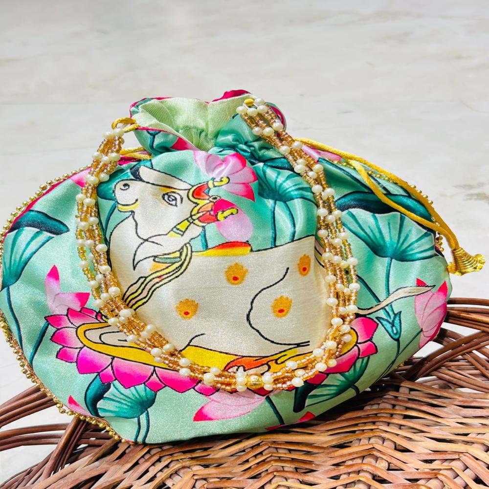 Brocade Pichwai Printed Potli