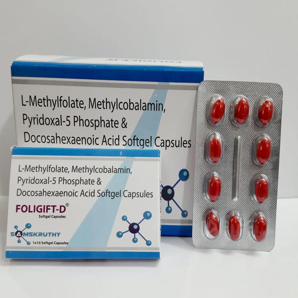 L-Methylfolate 1mg + Methylcobalamin 1500 mcg + Pyridoxal-5 Phosphate 0.5 mg + DHA 200mg