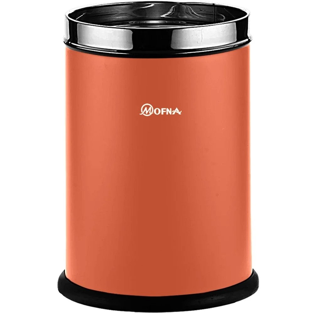 Mofna Stainless Steel Brown Solid Open Dustbin 18 Liter