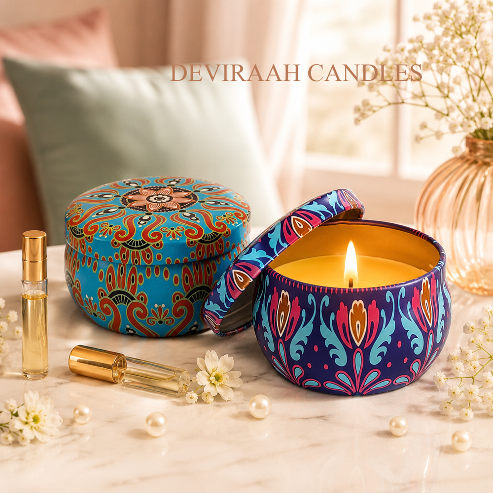 Handcrafted Mandala Tin Candle for Home Decor, Aromatherapy & Gifting