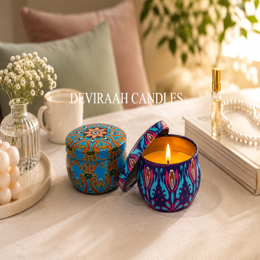Handcrafted Mandala Tin Candle for Home Decor, Aromatherapy & Gifting