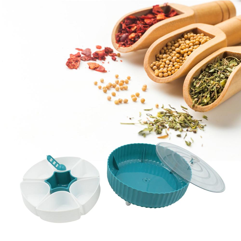 Dry Fruit & Snack Organizer: 360 Revolving Box (7 Compartments, Airtight) - Color: Mix