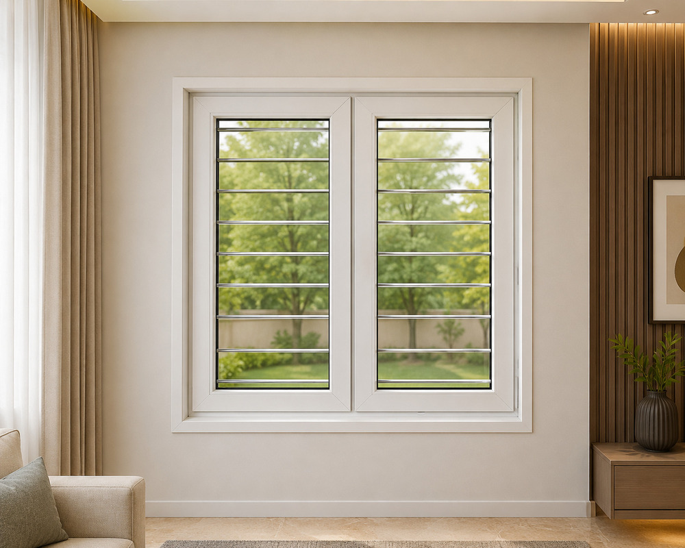 uPVC Frame With Grill And Mesh Window