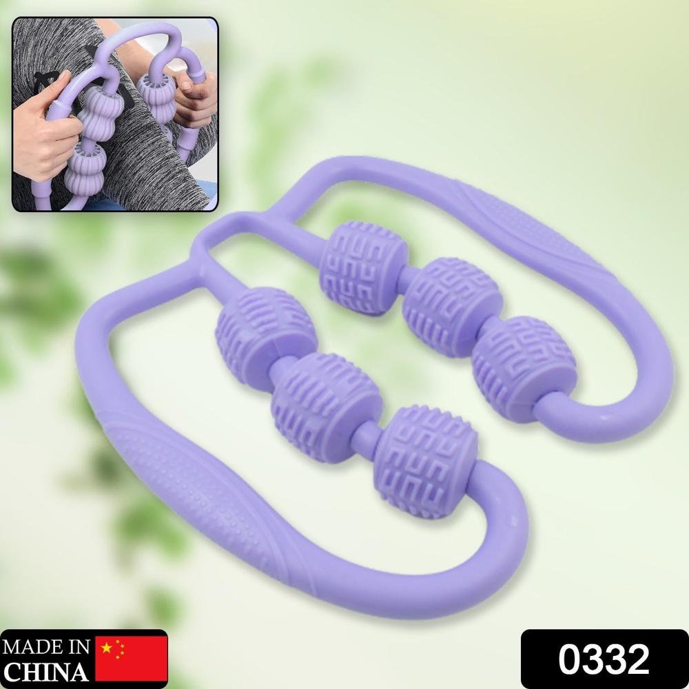 Muscle Massage Roller, 6 Wheels Relieve Soreness Leg Muscle Roller Fitness Roller Muscle Relaxer Massage Roller Ring Clip All Round Massaging Uniform Force Elastic Pp Drop Shaped For Home Use (1 Pc) - Color: Mix