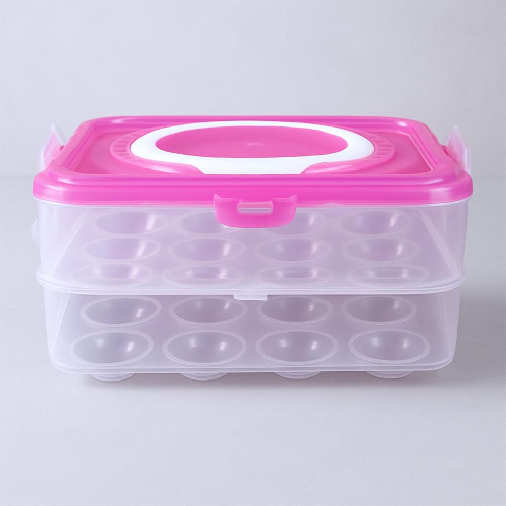 Double Layer 24 Grid Egg Storage Box For Egg Storage Container - Color: Mix