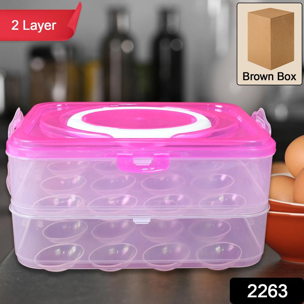 Double Layer 24 Grid Egg Storage Box For Egg Storage Container - Color: Mix