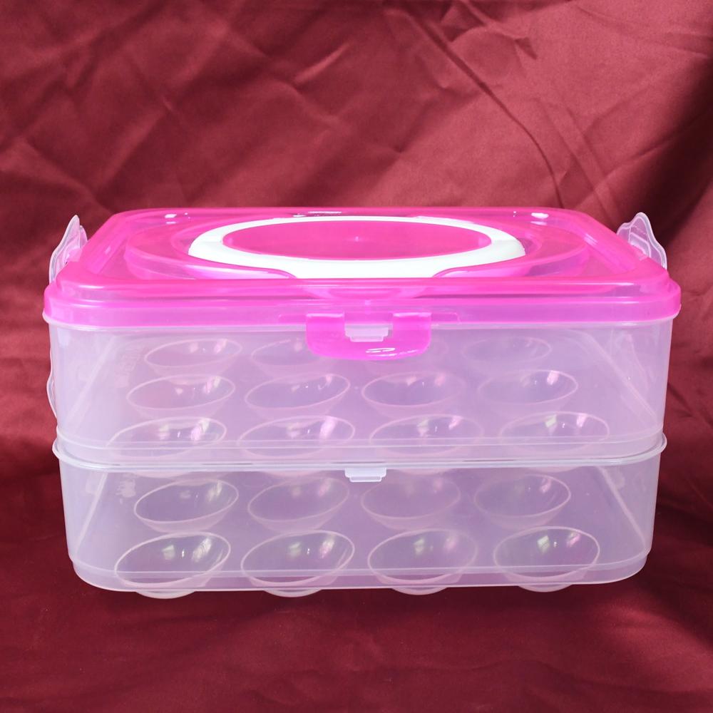 Double Layer 24 Grid Egg Storage Box For Egg Storage Container - Color: Mix
