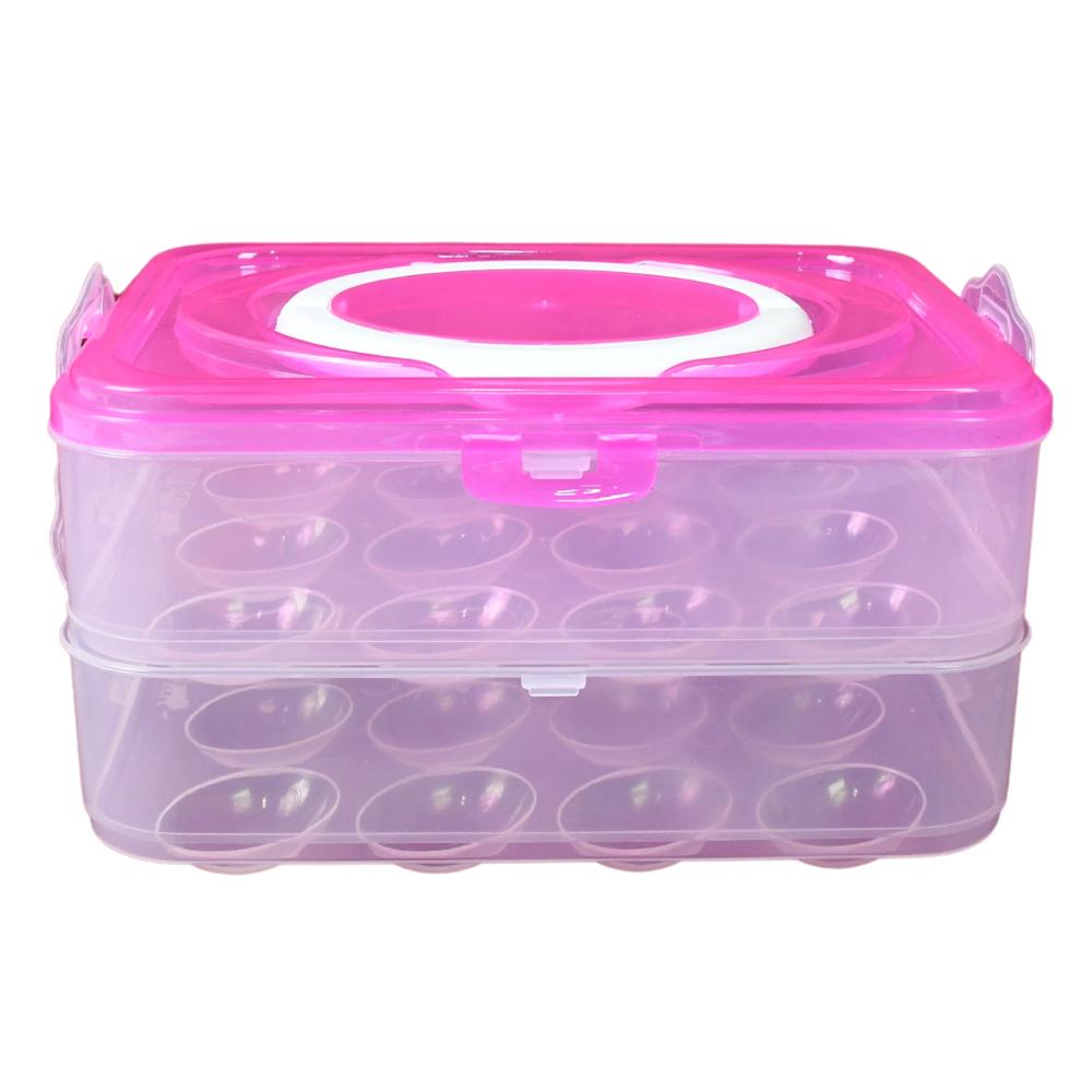 Double Layer 24 Grid Egg Storage Box For Egg Storage Container - Color: Mix