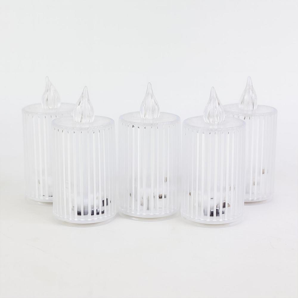 Premium Crystal Effect LED Flameless Candle Lights (5 Pc)