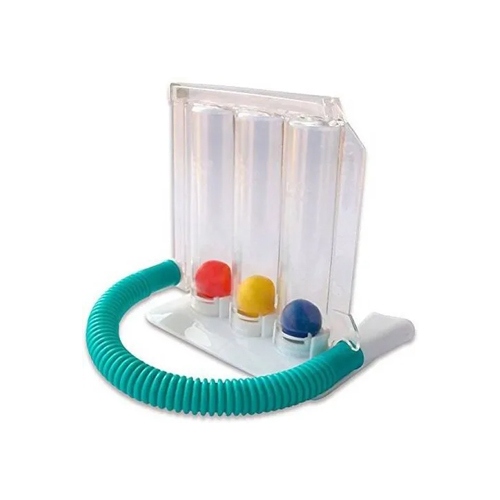 Three Ball Incentive Spirometer - Pvc Material, Compact Size, White Color | Designed For Restoring Breathing Patterns, Suitable For Medical Use