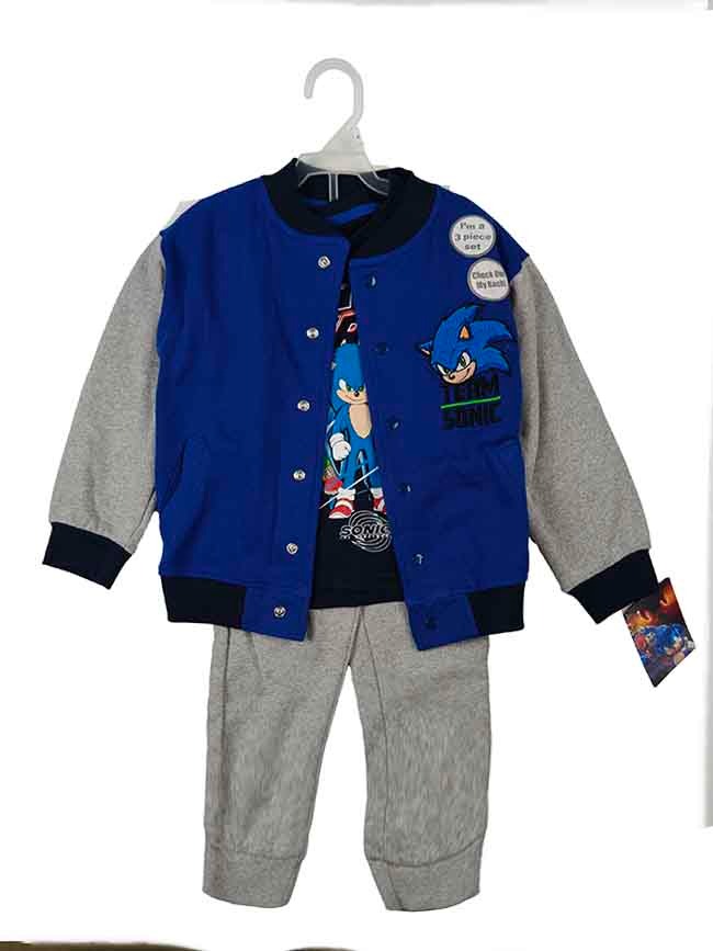B16497 | Car's, Hot Wheel, MARVEL, SONIC, SPIDER-MAN Character Printed Boys 3 Pc Jogging Sets